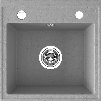 Granitový dřez Laveo Trzynastka, 1-komorový granitový dřez 440x440x173 mm, šedá, LAV-SBP_510T