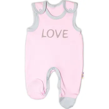 Baby Nellys Kojenecké bavlněné dupačky, Love - růžové Velikost: 56 (1-2m)