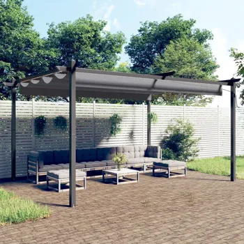 Pergola zahrada-XL Zahradní altán se zatahovací střechou 4 x 3 m antracitový 318538