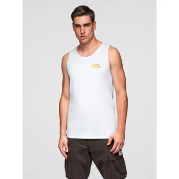 Pánské tričko Pánské bavlněné tílko Summer Vibe s potiskem - bílé V2 OM-TSTT-0191 - L