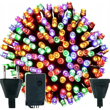 Vánoční dekorace VÁNOČNÍ OSVĚTLENÍ NA STROMEČEK 100 LED VNĚJŠÍ VNITŘNÍ MULTIKOLOR + FLASH SVÁTKY