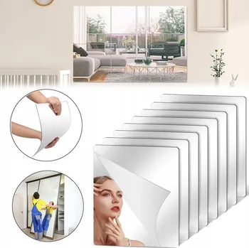 Zrcadlo SAMOLEPICÍ DEKORATIVNÍ ZRCADLA 30X30CM 8KS NA ZEĎ PLAST AKRYLOVÁ