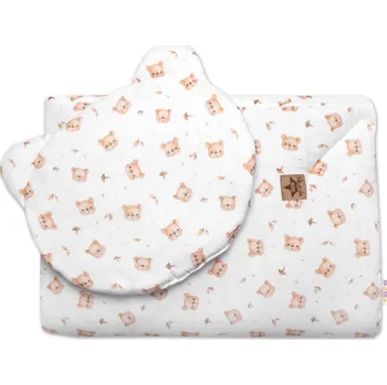 Kojenecké oblečení Baby Nellys Mušelinová sada DOTS Teddy Bear 30x35cm, 70x100cm, 2D, Baby Nellys, bílá