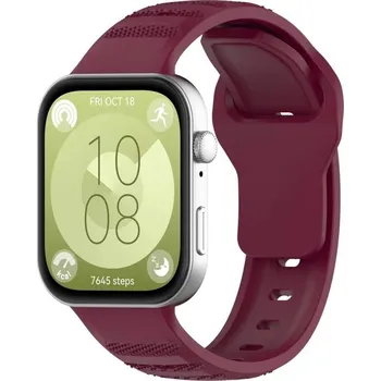 Příslušenství k chytrým hodinkám eses Silikonový vzorovaný řemínek pro Huawei Watch Fit 3, 4 a 4 Pro - Vínový