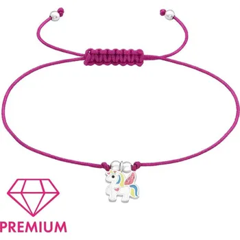 Prsten Unicorn (Jednorožci) Náramek pro děti se stříbrnou ozdobou Premium Jednorožec, fuchsiový