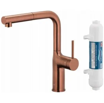 KFA Kuchyňská baterie s funkcí filtrace vody a výsuvným výtokem Duero Pure Move Pull-Out + filtr Hydro+, kartáčované růžové zlato 6623-422-34