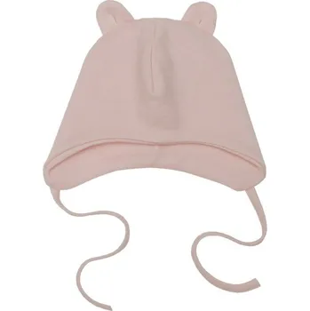 Kojenecká čepice WOOLY ORGANIC Čepička s oušky z merino vlny a hedvábí Light Pink Velikost (od výrobce): 38/40