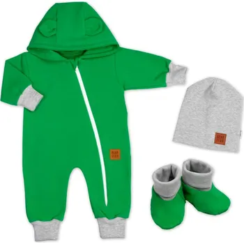 Kojenecký overall Baby Nellys Rostoucí overal pro miminko, čepice, botky, 3D, Nature - zelený, vel. 80/86