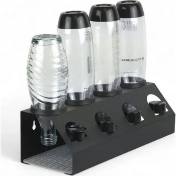Odkapávač na nádobí Odkapávač, kovový stojan černý na 4 lahve pro výrobníky sody Sodastream Brita