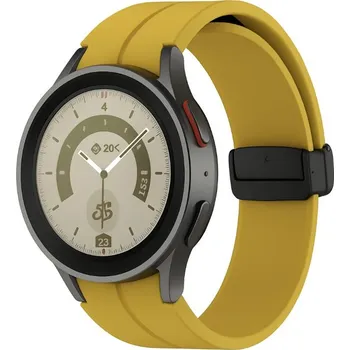 Ostatní příslušenství k chytrým hodinkám eses Silikonový řemínek s magnetickou přezkou pro Samsung Galaxy Watch 4, 5, 6, 7 - Žlutý