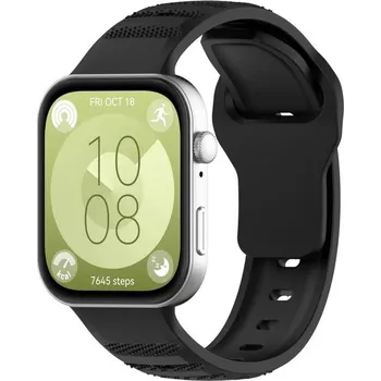 Příslušenství k chytrým hodinkám eses Silikonový vzorovaný řemínek pro Huawei Watch Fit 3, 4 a 4 Pro - Černý