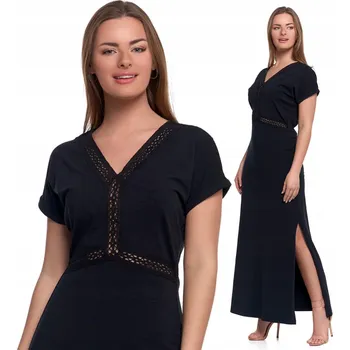 Dámské šaty ŠATY Elegantní Výstřih do V Rozparek Krajka MORAJ M