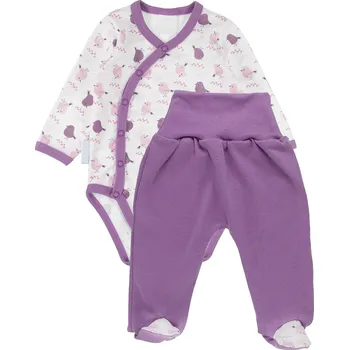 Kojenecký body MBaby Zavinovací kojenecké body + polodupačky, bavlna, 2D sada, MBaby, Ptáčci - šeřík Velikost: 56 (1-2m)