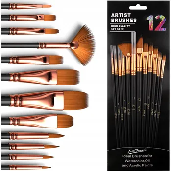 Vrták Sada malířských štětců 12 ks syntetické měkké univerzální
