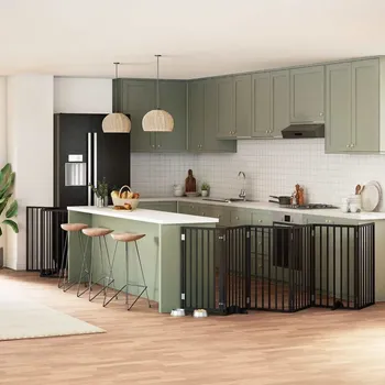 ohrádka pro psa zahrada-XL Zábrana pro psy s dvířky skládací 12 panelů černá 600 cm topol 3155545