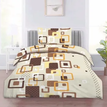 Povlečení Povlečení bavlněné Kostky hnědé 200x140cm+90x70cm TiaHome