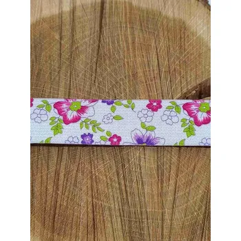 Textilní guma Šlová pruženka s potiskem šíře 25 mm barva bílá růžová