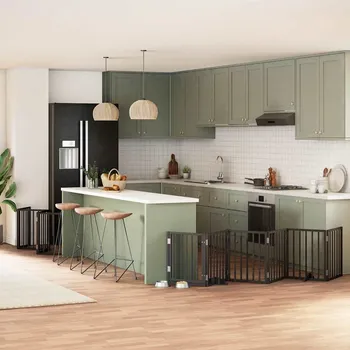 ohrádka pro psa zahrada-XL Zábrana pro psy s dvířky skládací 15 panelů černá 750 cm topol 3155543