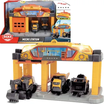 Dickie Toys Dickie Mini Garáž pro 3 stavební vozidla s vestavěným diktafonem, světlo a zvuk