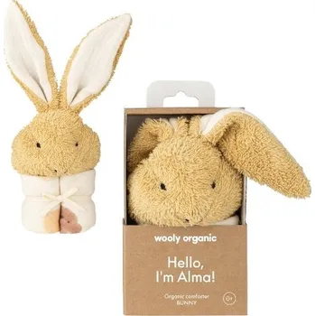 Hračka pro nejmenší WOOLY ORGANIC Mušelínový muchláček s plyšovým zajíčkem Alma Amber