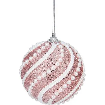 Vánoční dekorace Vánoční růžová perlová koule, 8 cm
