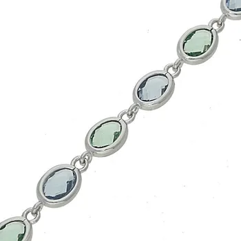 Náramek Goldstore Stříbrný náramek zelenomodré zirkony Délka: 17-20 cm