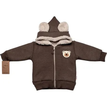 Kojenecká bunda Baby Nellys Oteplená pletená bundička Teddy Bear, Baby Nellys, dvouvrstvá, hnědá Velikost: 92/98 (18-36m)
