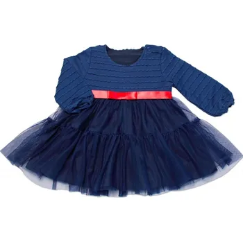 Kojenecké šaty Mrofi Dívčí bavlněné šaty Lucy s týlem a mašličkou, granát/červená Velikost: 68 (3-6m)