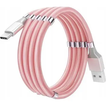 Datový kabel Magnetický kabel s opletením, USB TYP-C, růžový (odolný)