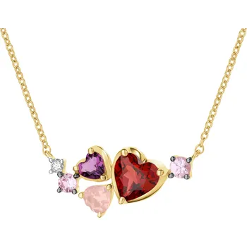 Náhrdelník Zlatý náhrdelník s diamanty, drahokamy a ozdobnými kameny - srdce - ryzost 585 - 194.220