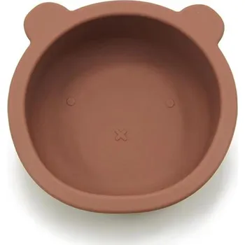 BocioLand Silikonová miska s přísavkou Medvídek, průměr 12 cm - hnědá