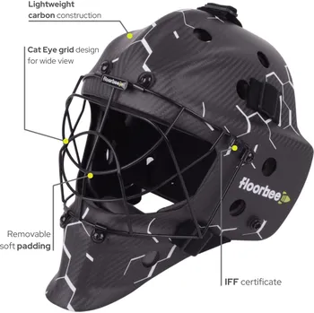 Florbalová maska FLOORBEE SkyCarbon UltraLight IFF Brankářská maska bílá / černá / šedá, Senior - 52 cm a více, šedá