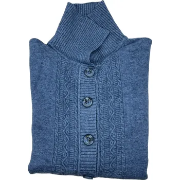 Dámský svetr Fifan Dámský hedvábný svetr na zapínání HABY Barva: Modrá, Velikost: 2XL-3XL