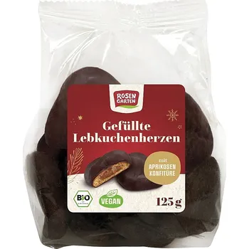 Keto dieta ROSENGARTEN Srdíčka perníková v hořké čokoládě BIO 125 g