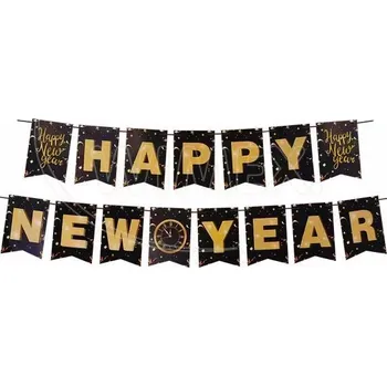 Party dekorace Papírová girlanda sada HAPPY NEW YEAR 16 x 20 cm písmena + 5m provázek [1 sada] (66802)