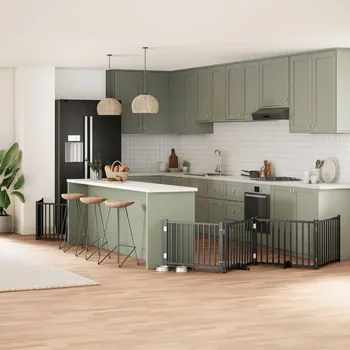 ohrádka pro psa zahrada-XL Zábrana pro psy s dvířky skládací 12 panelů černá 960 cm topol 3155740