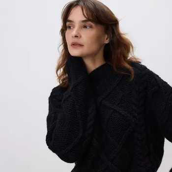 Dámský svetr Reserved - Svetr se stojáčkem - černý - 470IK-99X - 470IK-99X-L