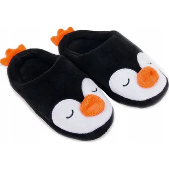 Chlapecké bačkory Papuče TEPLÉ fleecové s patou PINGVINI 25