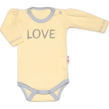 Baby Nellys Body dlouhý rukáv Love - žluté Velikost: 62 (2-3m)