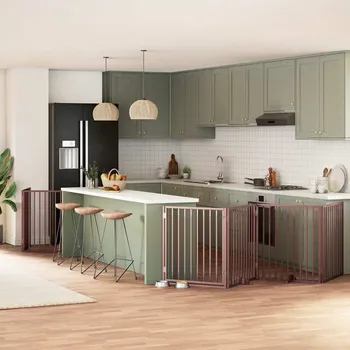 ohrádka pro psa zahrada-XL Zábrana pro psy s dvířky skládací 12 panelů hnědá 960 cm topol 3155584