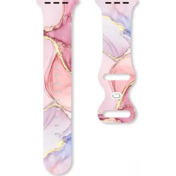 Příslušenství k chytrým hodinkám eses Silikonový mramorový řemínek pro Apple Watch - Růžový, 42mm, 44mm, 45mm