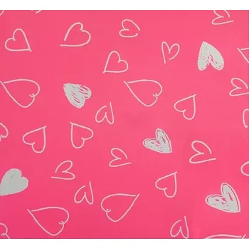Papír Balicí papír růžový a bílá srdce 2 x 0,70 m