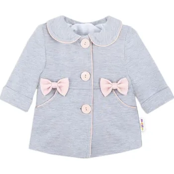 Kojenecká bunda Baby Nellys Kojenecký bavlněný kabátek s mašličkami, šedý Velikost: 92 (18-24m)