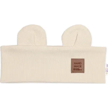 Baby Nellys Čelenka Teddy s oušky pro děti Hand Made - krémová Velikost: 68-80 (6-12m)