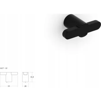 Nábytkové kování Nábytková úchytka VIEFE 0627 FUSION rozteč 0, délka 58 mm, černá matná 0627058ZM2