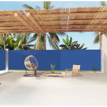 Slunečník zahrada-XL Zatahovací boční markýza modrá 180 x 1 200 cm 318076