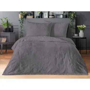 Povlečení Brotex Luxusní žakárové povlečení 240x220, 70x90cm listy tmavě šedé