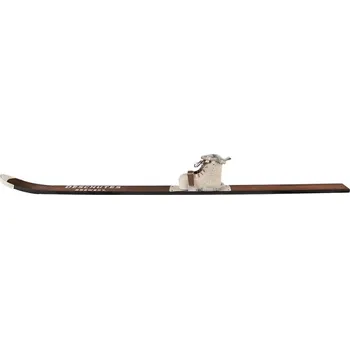 Hnědá antik dřevěná dekorace lyže s botou Ski Vintage - 7*15*140 cm