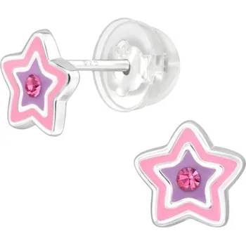 Prsten Dětské stříbrné náušničky Star pink premium, puzetové silikon