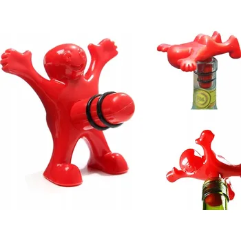 Nestydatý uzávěr na víno - červený panáček